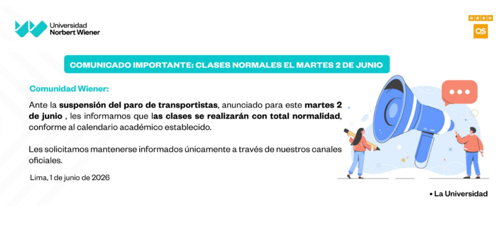 📣 Clases normales este martes 2 de junio