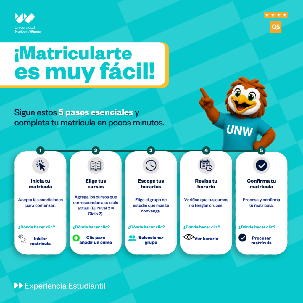¡Matricularte es muy fácil! | Sigue estos pasos para continuar con tus estudios.